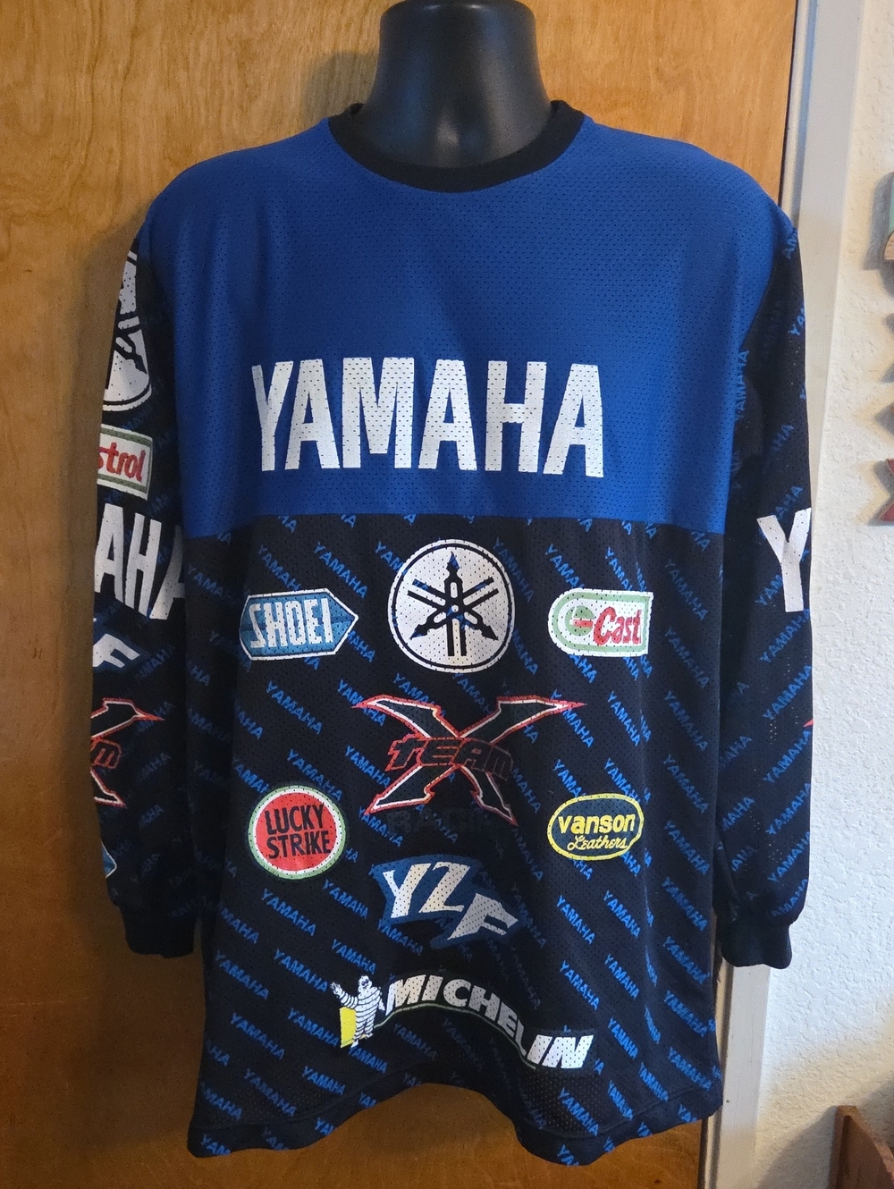 Vintage YAMAHA Mesh Long Sleeve Shirt- Motorcycle Collectible Shirt- Large-